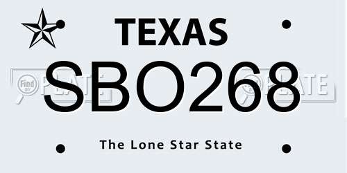 SBO268 Texas License Plate