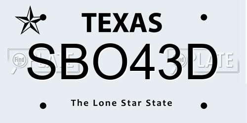 SBO43D Texas License Plate
