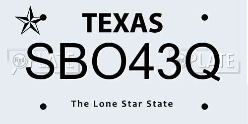 SBO43Q Texas License Plate