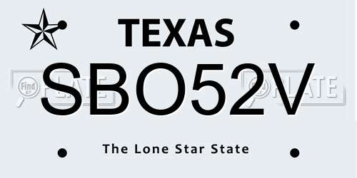 SBO52V Texas License Plate