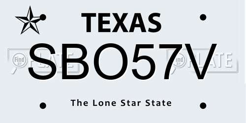 SBO57V Texas License Plate