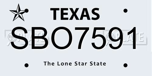 SBO7591 Texas License Plate