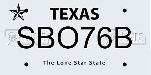 SBO76B Texas License Plate