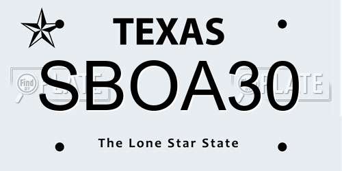 SBOA30 Texas License Plate