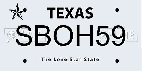 SBOH59 Texas License Plate