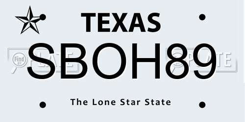 SBOH89 Texas License Plate
