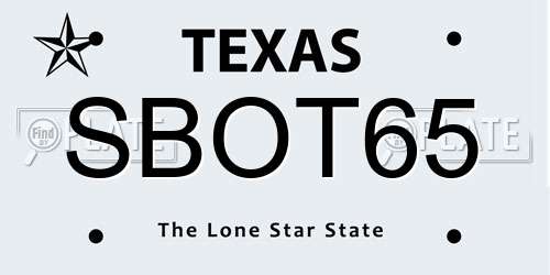 SBOT65 Texas License Plate