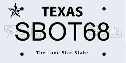 SBOT68 Texas License Plate