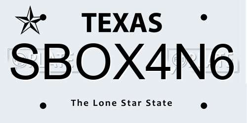 SBOX4N6 Texas License Plate