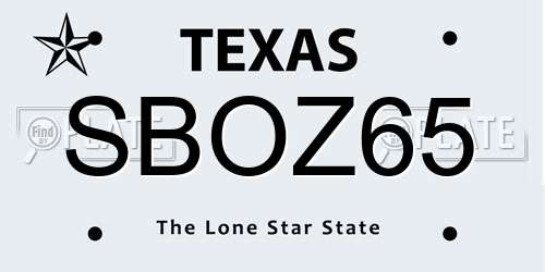 SBOZ65 Texas License Plate