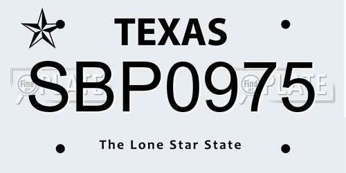 SBP0975 Texas License Plate