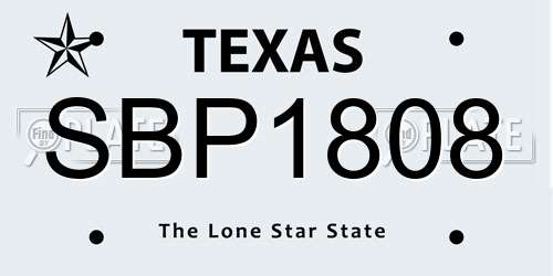 SBP1808 Texas License Plate