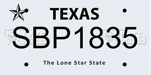 SBP1835 Texas License Plate