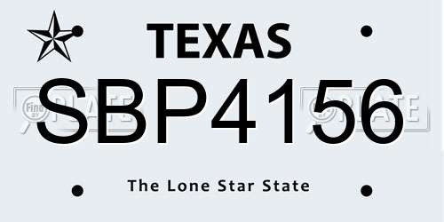 SBP4156 Texas License Plate