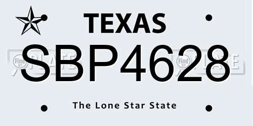 SBP4628 Texas License Plate