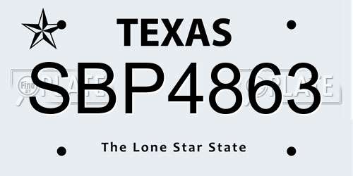 SBP4863 Texas License Plate