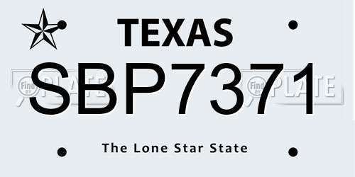 SBP7371 Texas License Plate
