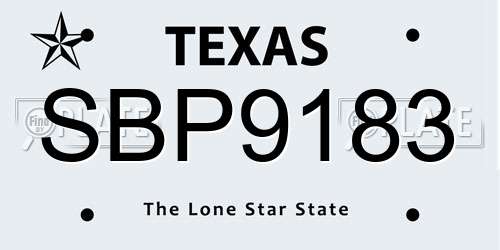 SBP9183 Texas License Plate