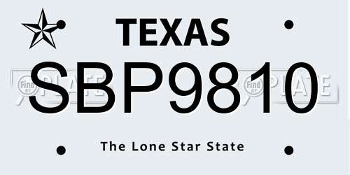 SBP9810 Texas License Plate