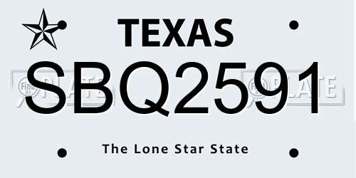SBQ2591 Texas License Plate