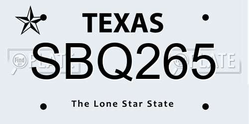 SBQ265 Texas License Plate