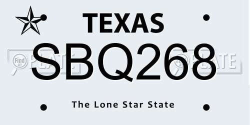 SBQ268 Texas License Plate