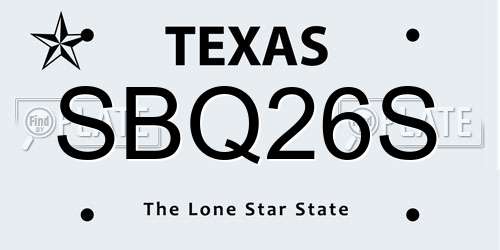 SBQ26S Texas License Plate