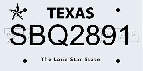 SBQ2891 Texas License Plate