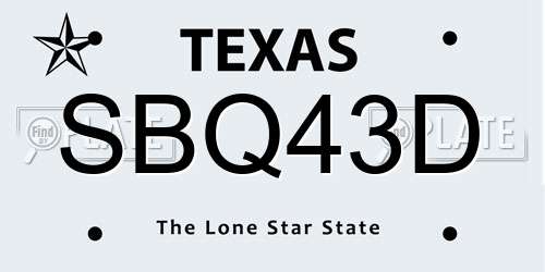SBQ43D Texas License Plate