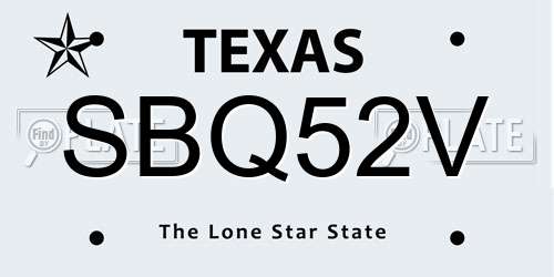 SBQ52V Texas License Plate