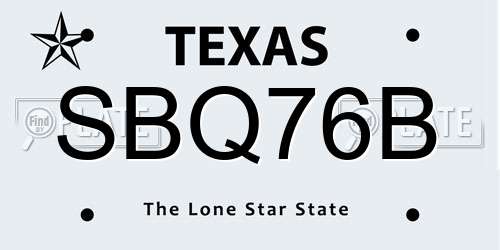 SBQ76B Texas License Plate
