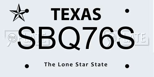 SBQ76S Texas License Plate