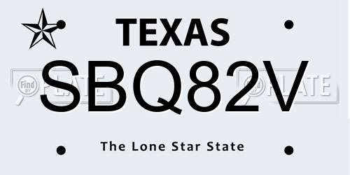 SBQ82V Texas License Plate