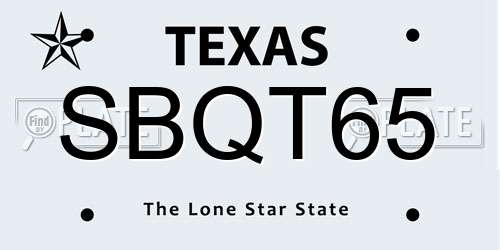 SBQT65 Texas License Plate