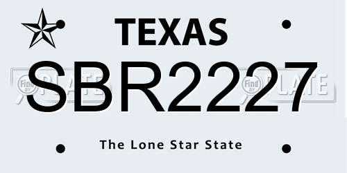 SBR2227 Texas License Plate