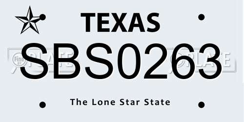 SBS0263 Texas License Plate