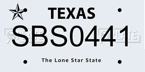 SBS0441 Texas License Plate