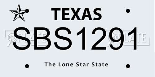 SBS1291 Texas License Plate