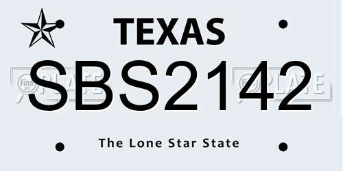 SBS2142 Texas License Plate