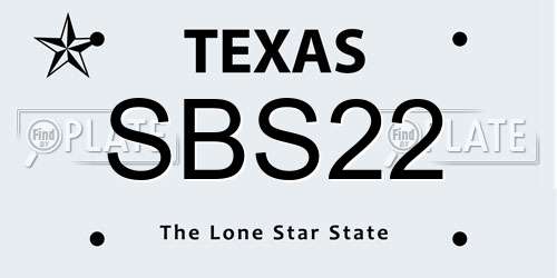 SBS22 Texas License Plate