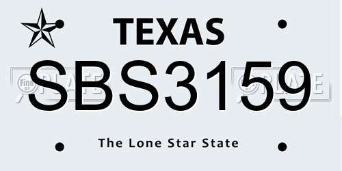 SBS3159 Texas License Plate