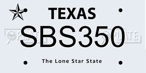 SBS350 Texas License Plate