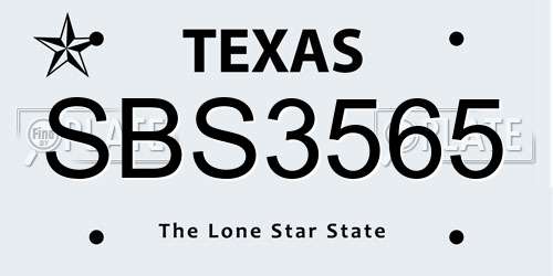SBS3565 Texas License Plate