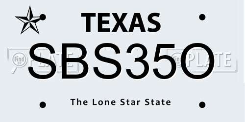 SBS35O Texas License Plate