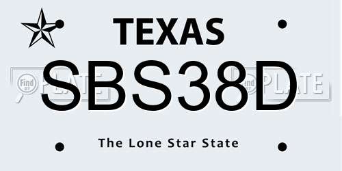 SBS38D Texas License Plate