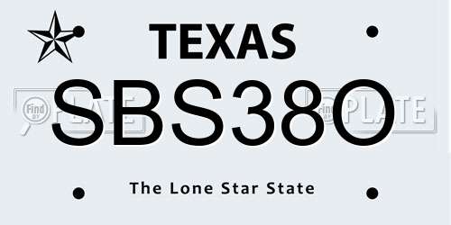 SBS38O Texas License Plate