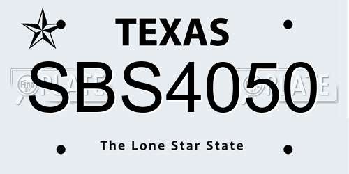 SBS4050 Texas License Plate