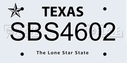 SBS4602 Texas License Plate