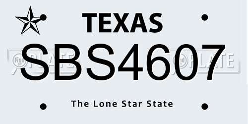 SBS4607 Texas License Plate