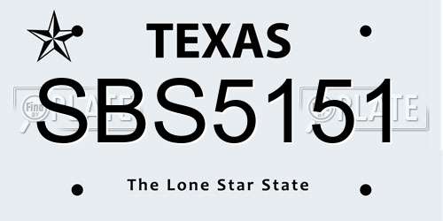 SBS5151 Texas License Plate